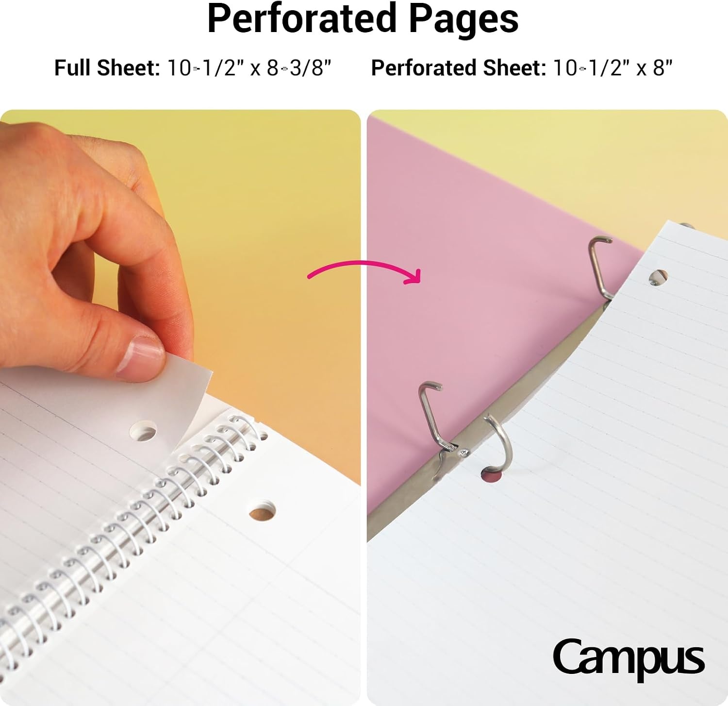 image:imageKOKUYO Spiral Notebook 3 Pack Campus 1012 x 8 Subject Notebooks with College Ruled 80 Sheets Pink Blue Green 3 Holes School Spiral Journal for Work Study Note Taking WSGSU400G13Yellow Orange Purple