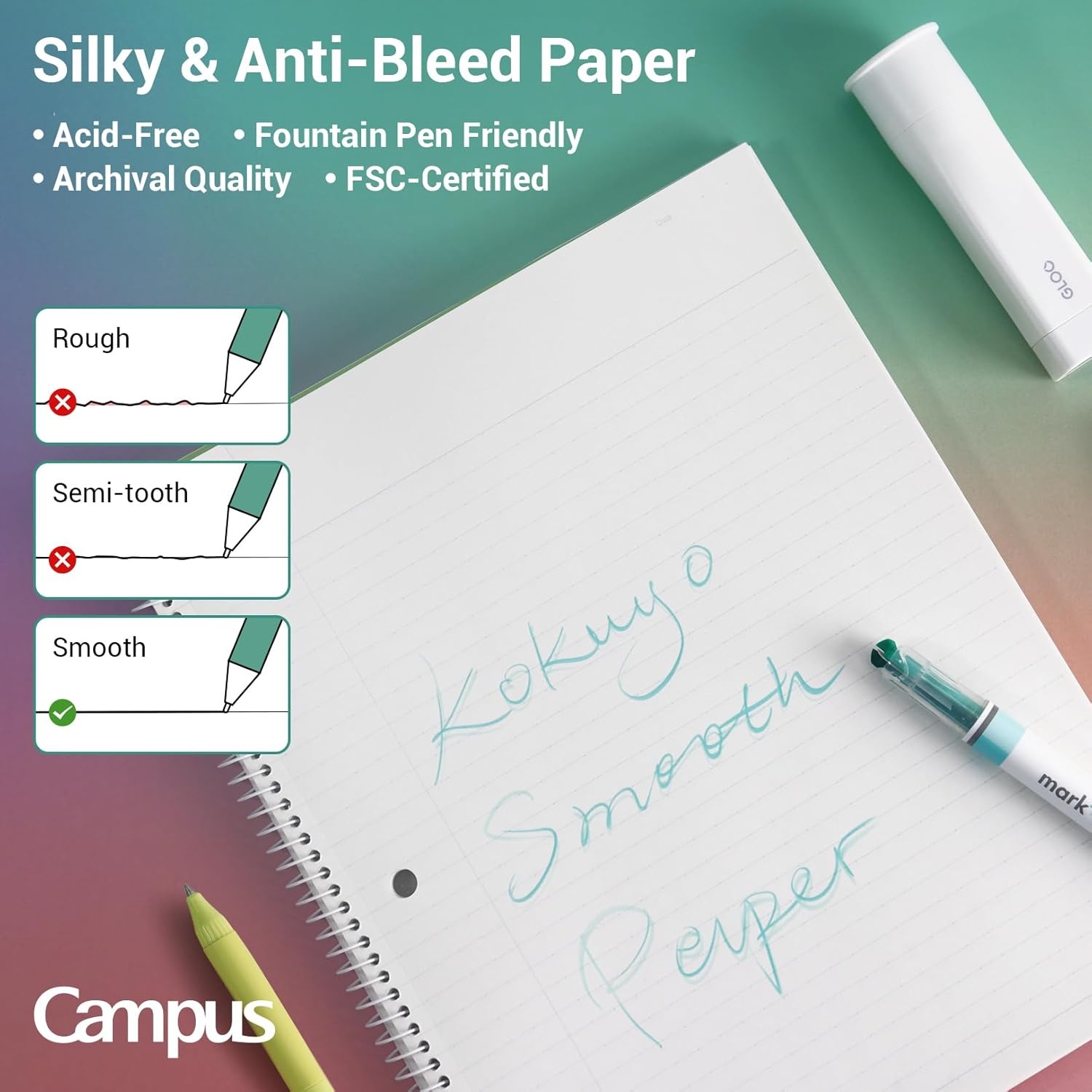 image:imageKOKUYO Spiral Notebook 3 Pack Campus 1012 x 8 Subject Notebooks with College Ruled 80 Sheets Pink Blue Green 3 Holes School Spiral Journal for Work Study Note Taking WSGSU400G13Yellow Orange Purple
