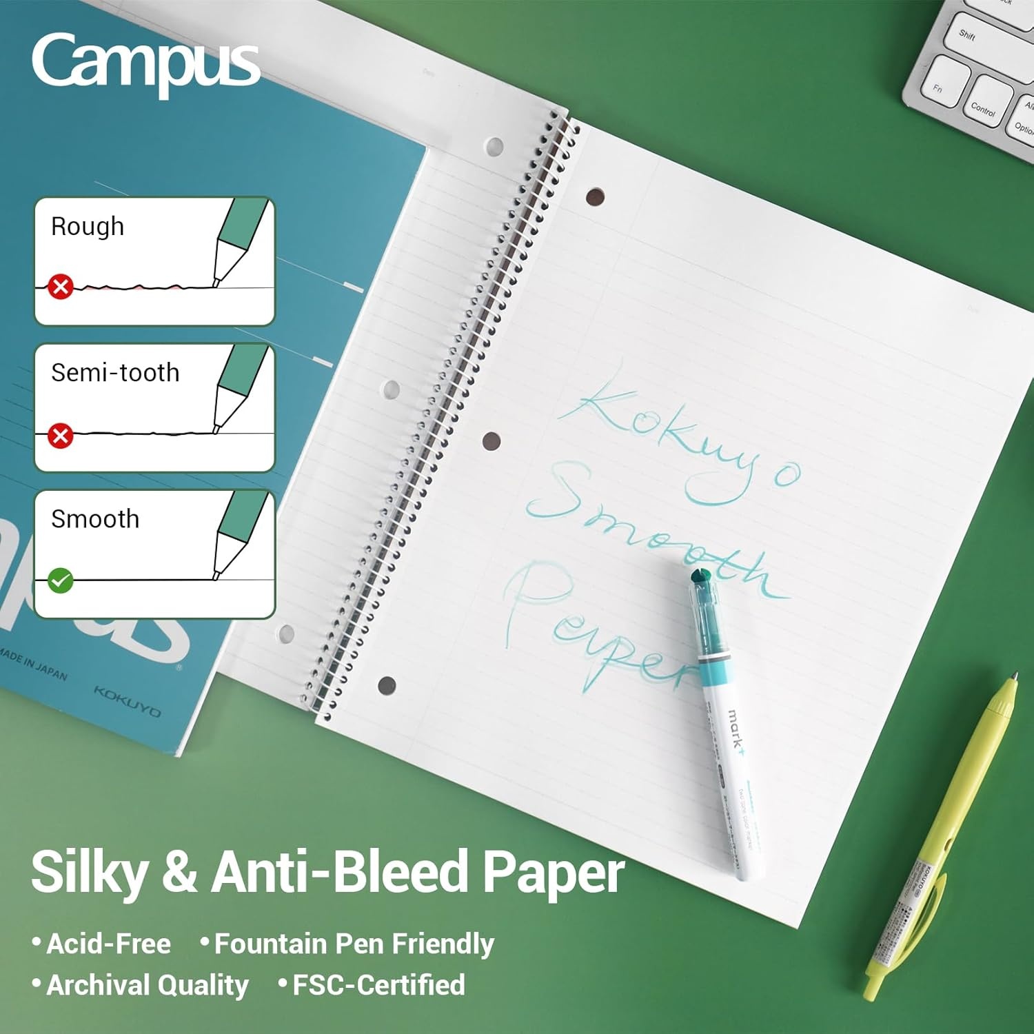 image:imageKOKUYO Spiral Notebook 3 Pack Campus 1012 x 8 Subject Notebooks with College Ruled 80 Sheets Pink Blue Green 3 Holes School Spiral Journal for Work Study Note Taking WSGSU400G13Pink Sky Blue Green