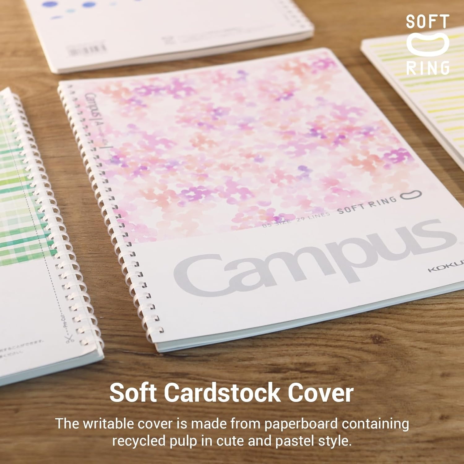 image:imageKOKUYO Spiral Notebook Journal 3 Pack Campus B5 Soft Ring Notebooks with Dotted A 7mm Rule 40 Sheets Cute Animal 1 Subject Notebook in Blue Yellow Green College Office Note TakingWatercolor