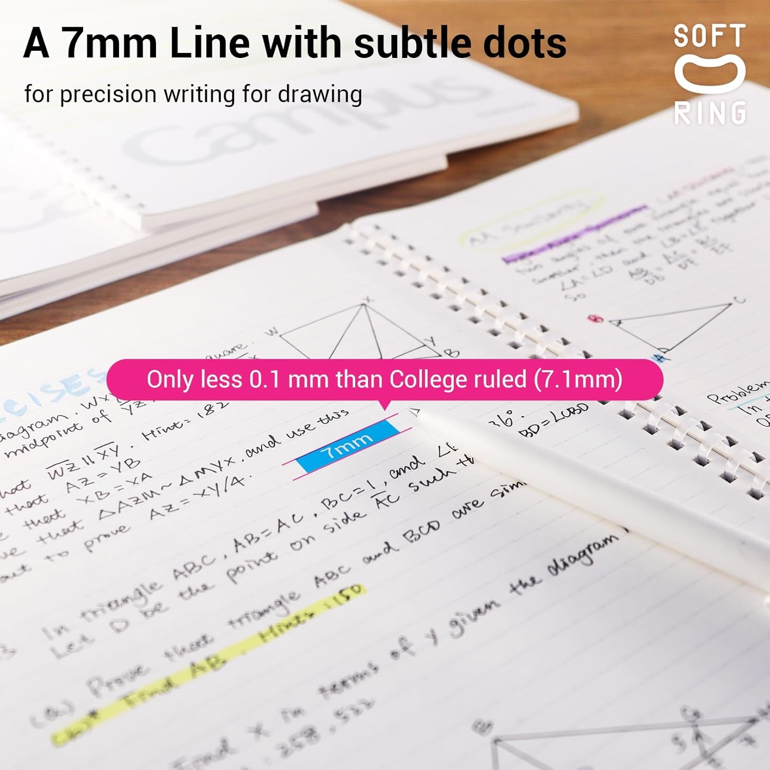 image:imageKOKUYO Spiral Notebook Journal 3 Pack Campus B5 Soft Ring Notebooks with Dotted A 7mm Rule 40 Sheets Cute Animal 1 Subject Notebook in Blue Yellow Green College Office Note TakingWatercolor