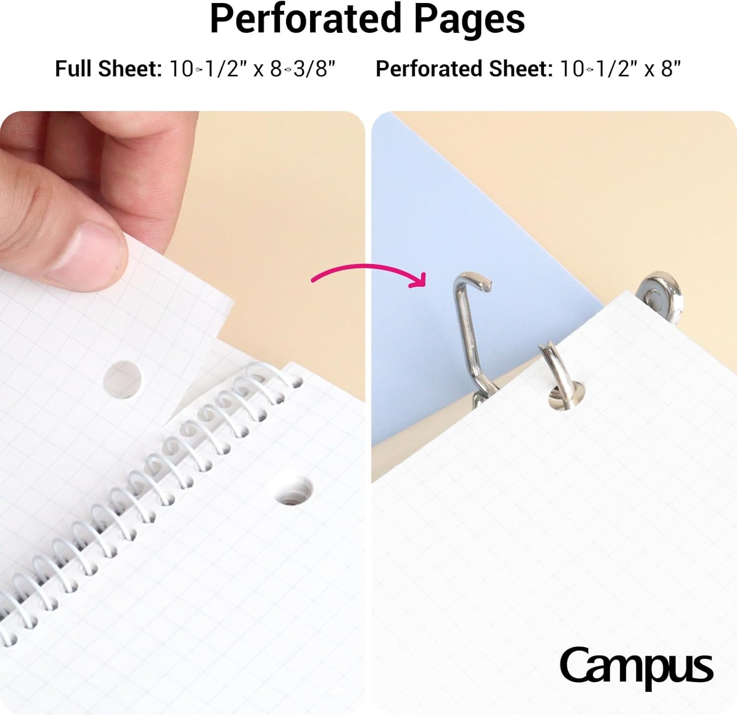 image:imageKOKUYO Spiral Notebook with 5x5 Graph Paper 3 Pack Campus 1012 x 8 Subject Notebooks 80 Sheets Light Pink Blue OffWhite 3 Holes School Spiral Journal for Study Planner Drawing WSGSU400G43 Paper