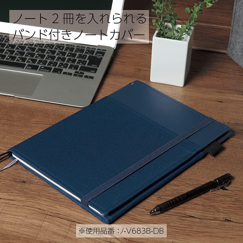 image:imageKOKUYO Systemic Synthetic Leather Cover Notebook with One A5 B 6mm Ruled 28 Lines 50 Sheets Twin Ring Edge Title Notebook Black NOV685BD