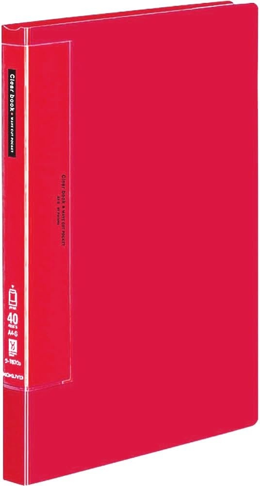 image:imageKokuyo 10 Pockets Binder with Plastic Sleeves 85x11 Green WaveCut Expandable Art Portfolio Folder with Clear Sheet Protectors 20 Pages of Presentation Display Book RAT550GRed