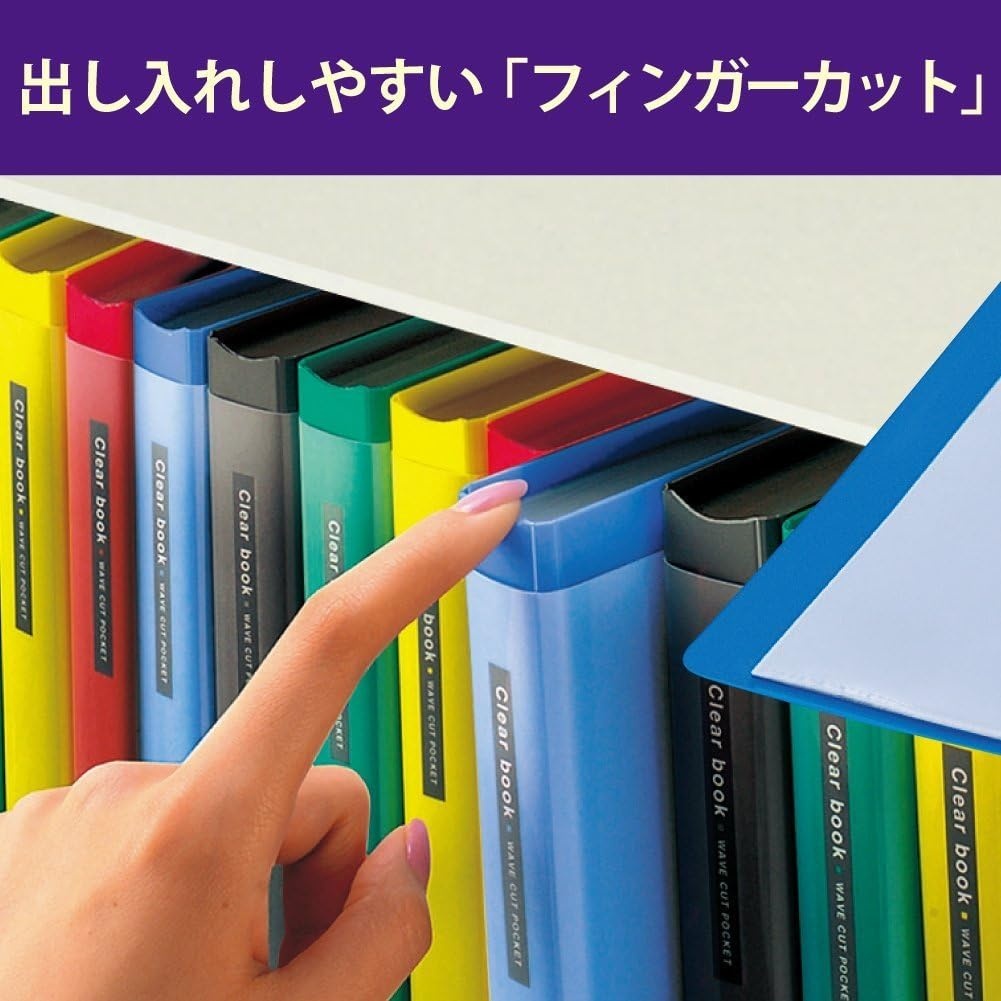 image:imageKokuyo 10 Pockets Binder with Plastic Sleeves 85x11 Green WaveCut Expandable Art Portfolio Folder with Clear Sheet Protectors 20 Pages of Presentation Display Book RAT550GRed