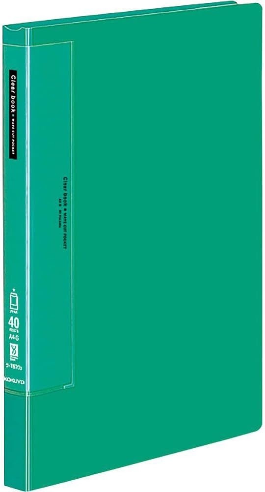image:imageKokuyo 10 Pockets Binder with Plastic Sleeves 85x11 Green WaveCut Expandable Art Portfolio Folder with Clear Sheet Protectors 20 Pages of Presentation Display Book RAT550GGreen