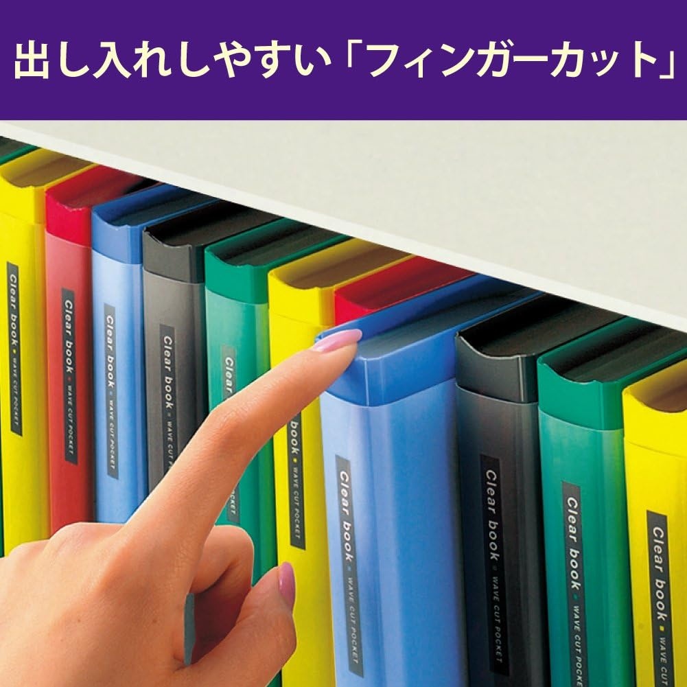 image:imageKokuyo 10 Pockets Binder with Plastic Sleeves 85x11 Green WaveCut Expandable Art Portfolio Folder with Clear Sheet Protectors 20 Pages of Presentation Display Book RAT550GGreen