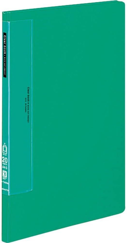 image:imageKokuyo 10 Pockets Binder with Plastic Sleeves 85x11 Green WaveCut Expandable Art Portfolio Folder with Clear Sheet Protectors 20 Pages of Presentation Display Book RAT550GGreen