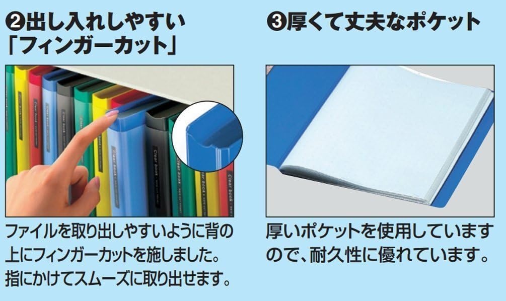 image:imageKokuyo 10 Pockets Binder with Plastic Sleeves 85x11 Green WaveCut Expandable Art Portfolio Folder with Clear Sheet Protectors 20 Pages of Presentation Display Book RAT550GRed