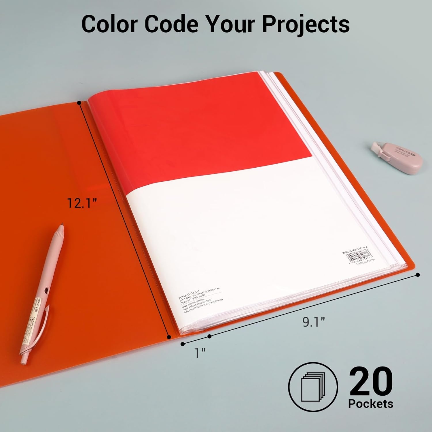 image:imageKokuyo 20Pocket Binder with Plastic Sleeves Transparent A4 Art Portfolio Folder with Clear Sheet Protectors 40 Pages of Presentation Display Book Japan Import CTRAC20TLight Green