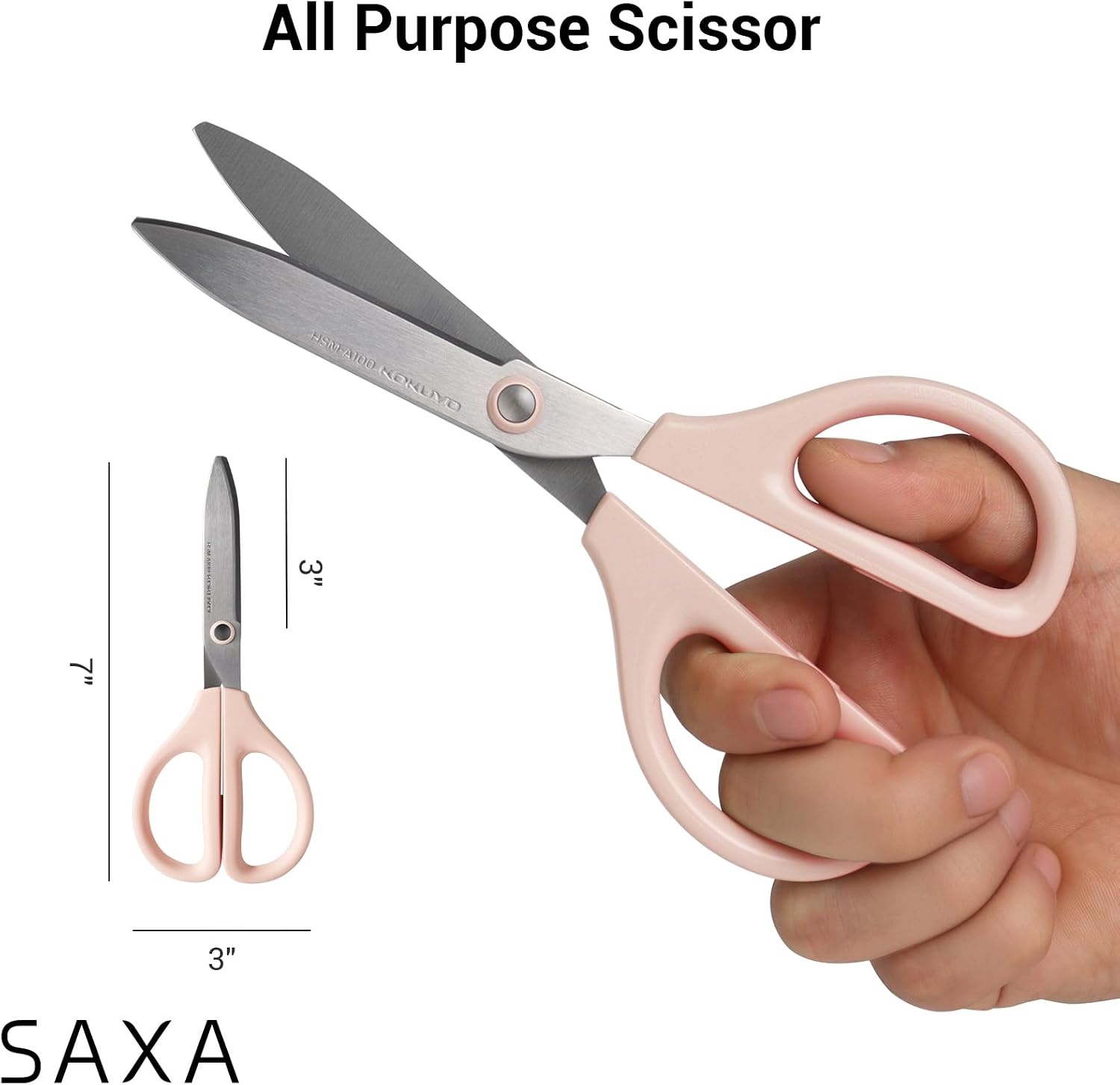 image:imageKokuyo 3 Pack 7 Scissor All purpose with Hybrid Arch Stainless Steel Blade Pastel Pink Blue White Sharper Cutting Performance Heavy Duty Cutter for Office Home School Craft Supplies HSMA100Pastel Pink