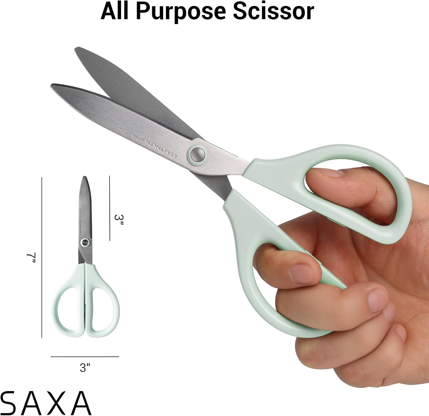 image:imageKokuyo 3 Pack 7 Scissor All purpose with Hybrid Arch Stainless Steel Blade Pastel Pink Blue White Sharper Cutting Performance Heavy Duty Cutter for Office Home School Craft Supplies HSMA100Pastel Blue