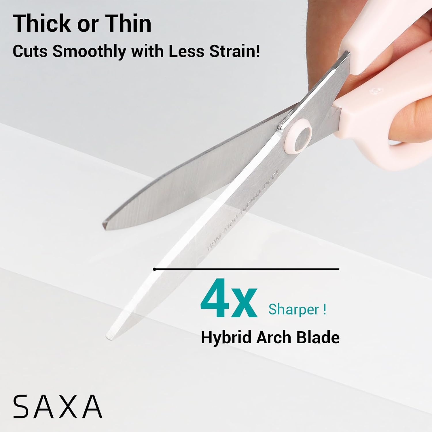 image:imageKokuyo 3 Pack 7 Scissor All purpose with Hybrid Arch Stainless Steel Blade Pastel Pink Blue White Sharper Cutting Performance Heavy Duty Cutter for Office Home School Craft Supplies HSMA100Offwhite