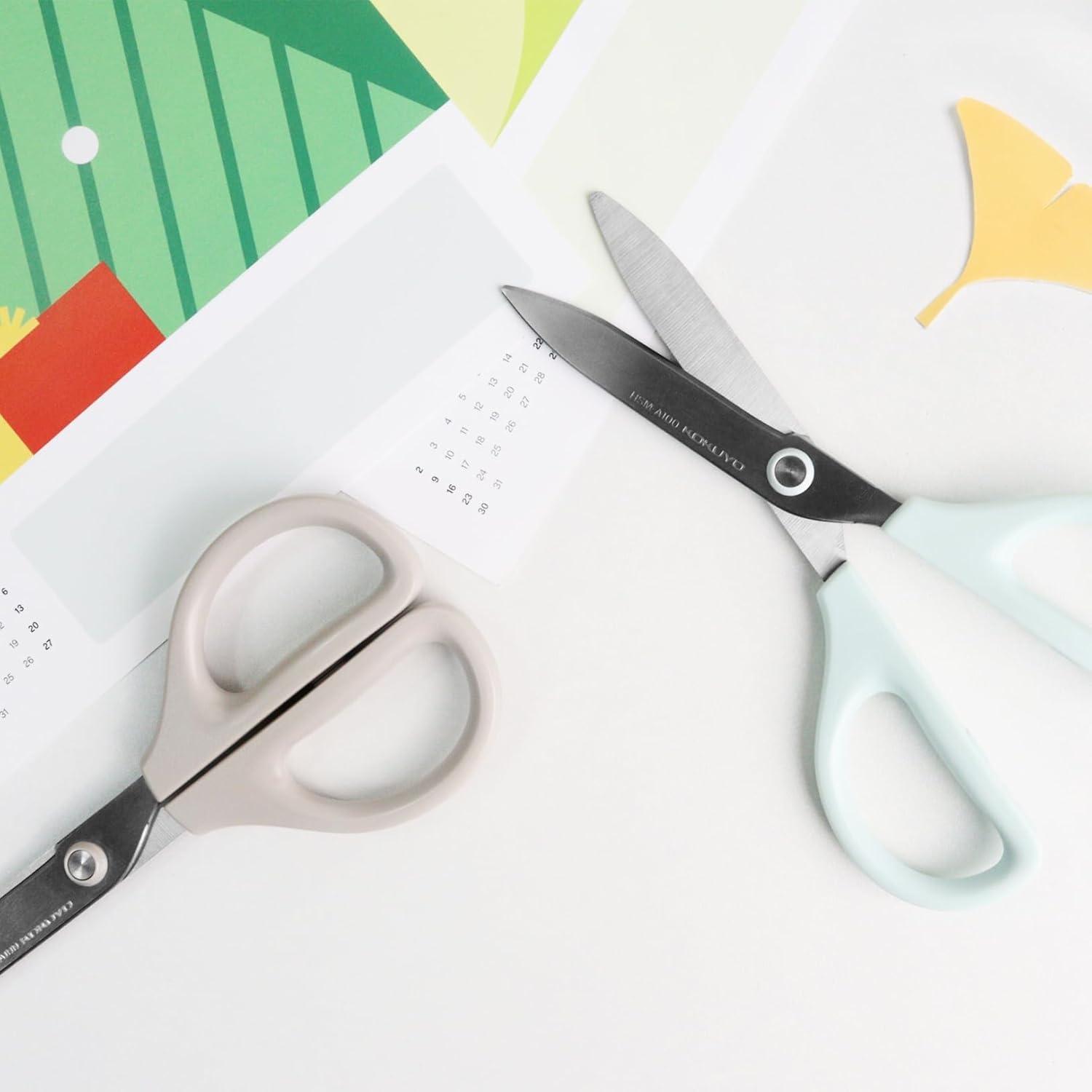 image:imageKokuyo 3 Pack 7 Scissor All purpose with Hybrid Arch Stainless Steel Blade Pastel Pink Blue White Sharper Cutting Performance Heavy Duty Cutter for Office Home School Craft Supplies HSMA100Pastel Pink