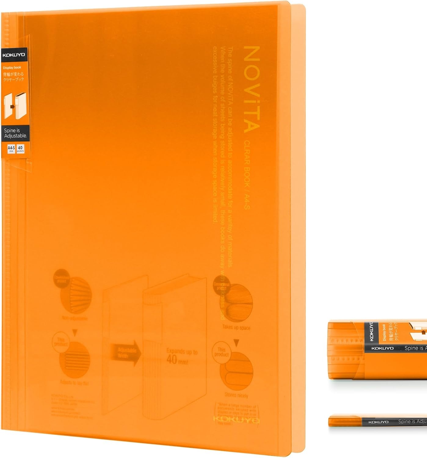 image:imageKokuyo 40Pocket Binder with Plastic Sleeves 85x11 Green A4 and US Letter Expandable Art Portfolio Folder with Clear Sheet Protectors 80 Pages of Presentation Display Book RAN40GYellow