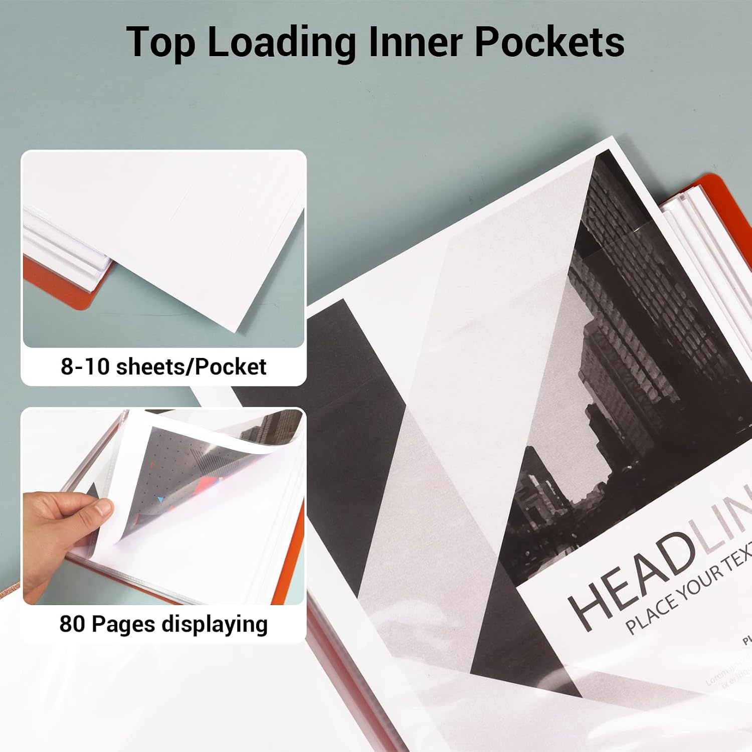 image:imageKokuyo 40Pocket Binder with Plastic Sleeves Light Green A4 Art Portfolio Folder with Clear Sheet Protectors 80 Pages of Presentation Display Book Japan Import CTRAC40LGLight Green