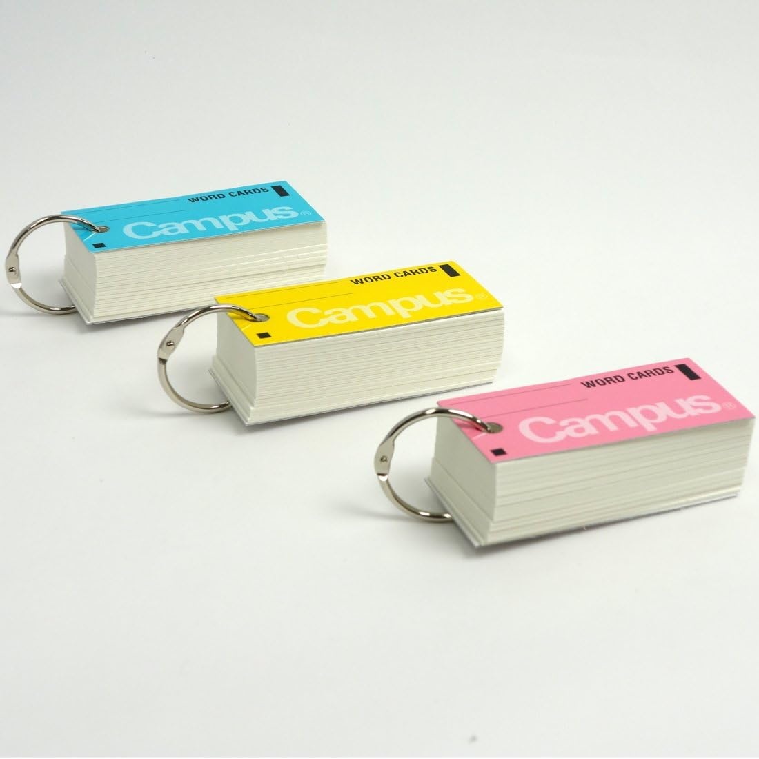 image:imageKokuyo Campus Flash Cards with Binder Rings Word Cards Anki Cards Mini Notecards Medium Size 012x 268 30 Packs in Blue Pink and Yellow Japan Import TAN101TSUME
