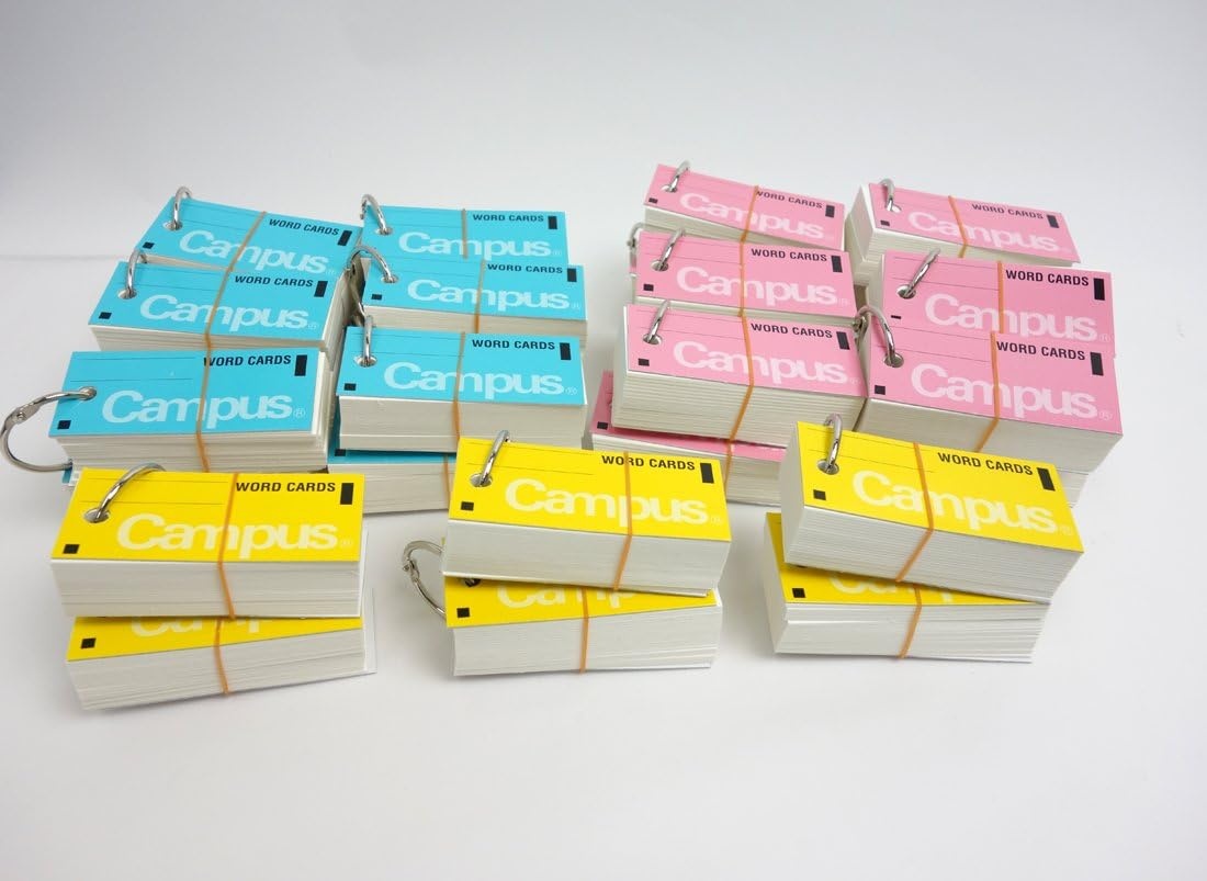 image:imageKokuyo Campus Flash Cards with Binder Rings Word Cards Anki Cards Mini Notecards Medium Size 012x 268 30 Packs in Blue Pink and Yellow Japan Import TAN101TSUME