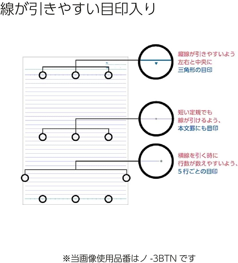 image:imageKokuyo Campus Loose Leaf Paper B5 Filler Paper with B 6mm Dot Ruled 100 Sheets 75 GSM Sarasara Smooth Writing 26 Holes 1014x714 Binder Notebook Bleed Resistant Paper NO836BTB5 Pack of 2