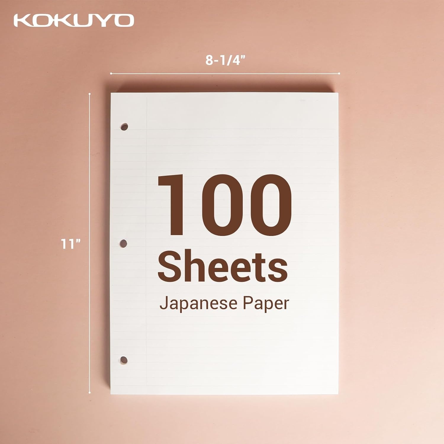 image:imageKokuyo Campus Loose Leaf Paper for 3 Ring Binders 814x11 College Ruled Notebook Paper 100 Sheets 70 GSM Japanese Smooth Paper Prevents Ink Bleeding School Suppliers WSGNO887G11