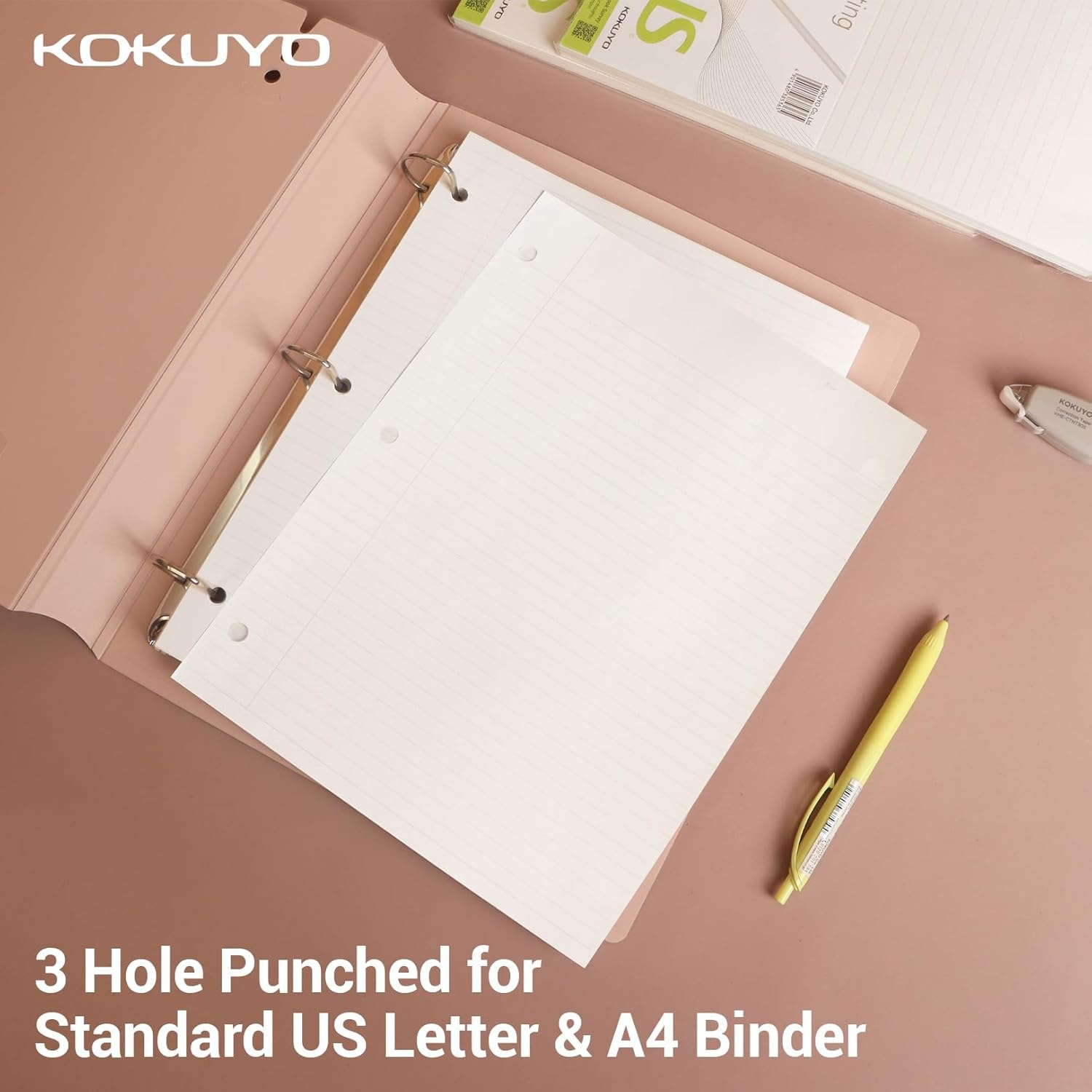 image:imageKokuyo Campus Loose Leaf Paper for 3 Ring Binders 814x11 College Ruled Notebook Paper 100 Sheets 70 GSM Japanese Smooth Paper Prevents Ink Bleeding School Suppliers WSGNO887G15