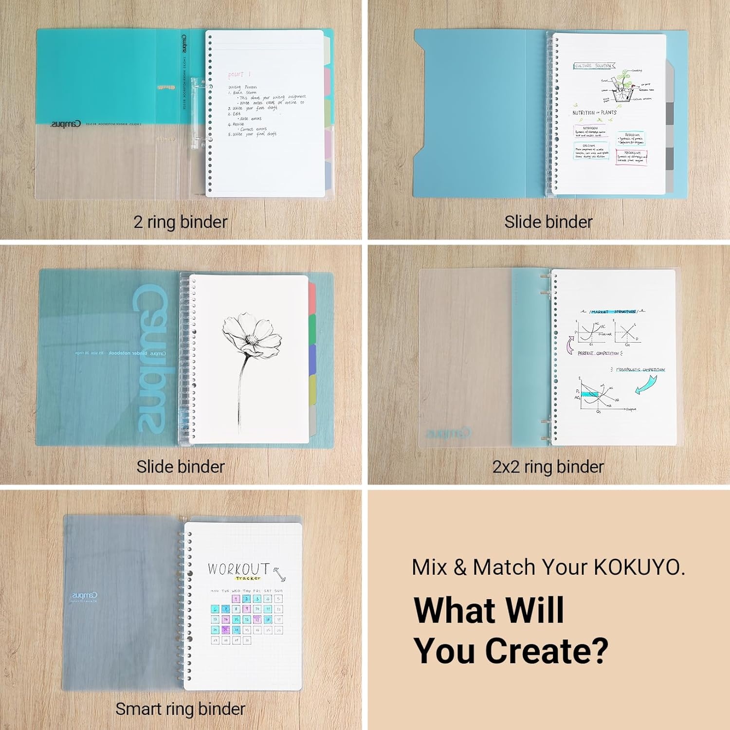 image:imageKokuyo Campus Loose Leaf Paper for Binders Business Type Sarasara Smooth Writing B5 5mm Grid Ruled 26 Holes 120 Sheets pH Neutral Bleed Resistant NOG836S5N