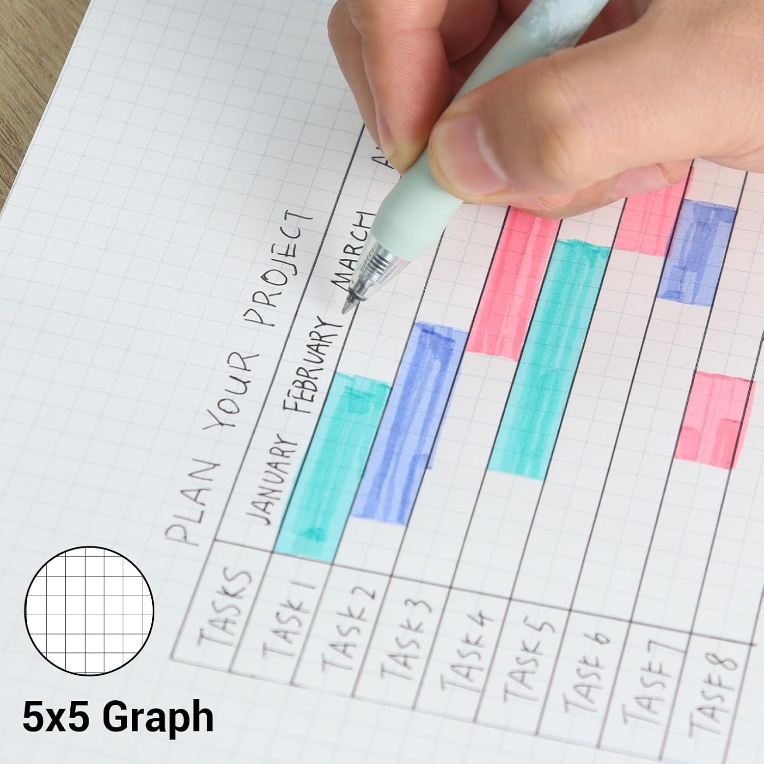 image:imageKokuyo Campus Loose Leaf Paper for Binders Business Type Sarasara Smooth Writing B5 5mm Grid Ruled 26 Holes 120 Sheets pH Neutral Bleed Resistant NOG836S5N