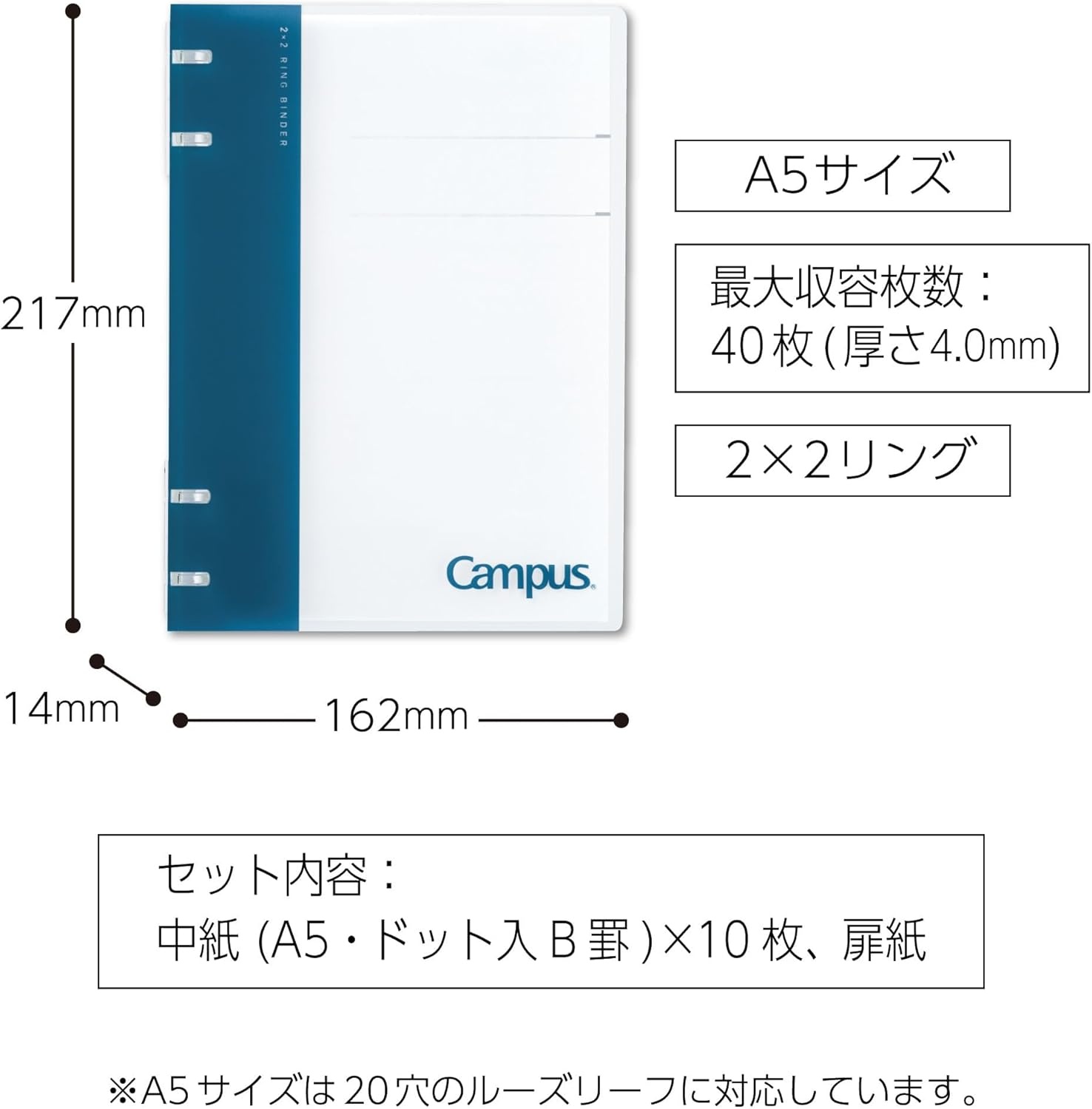 image:imageKokuyo Campus Refillable Notebook B5 2x2 Slim Ring Binder Notebook with Customizable Title Page 40 Sheets Capacity Suitable for 26 Holes Loose Leaf Paper Mineral Color Sheer Purple LeNP704L1VNavy