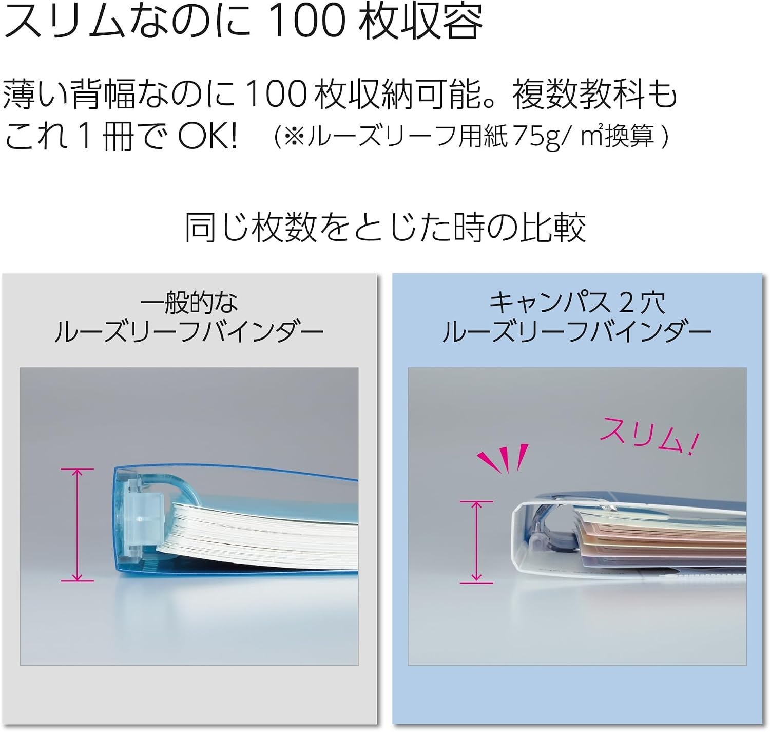 image:imageKokuyo Campus Refillable Notebook B5 Slim 2 Ring Binder Notebook with with 5 Subject Dividers 100 Sheets Capacity Suitable for 26 Holes Loose Leaf Paper Mineral Color Sorbet Blue Le PP358L4LBSheer Purple