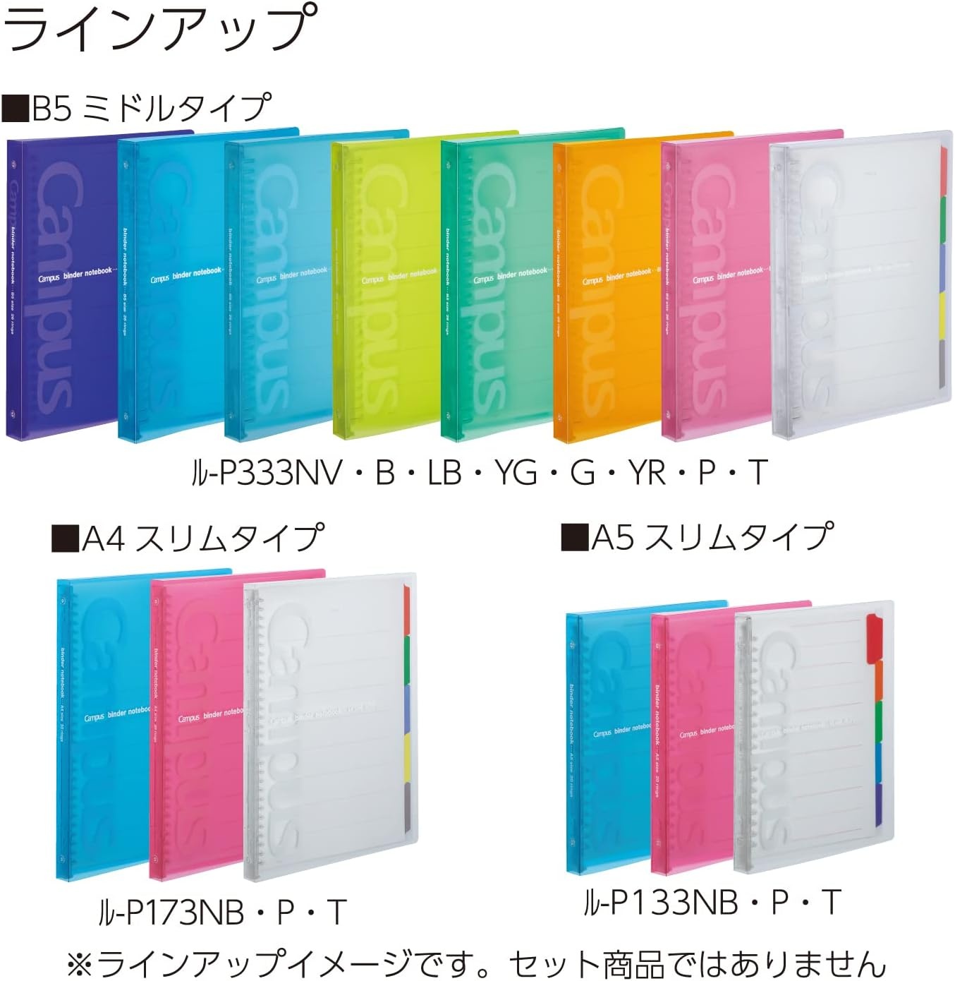 image:imageKokuyo Campus Slide Binder with 5 Tab Dividers Middle Type B5 26 Holes Up to 100 Sheets Transparent Japan Import RUP333NTBlue