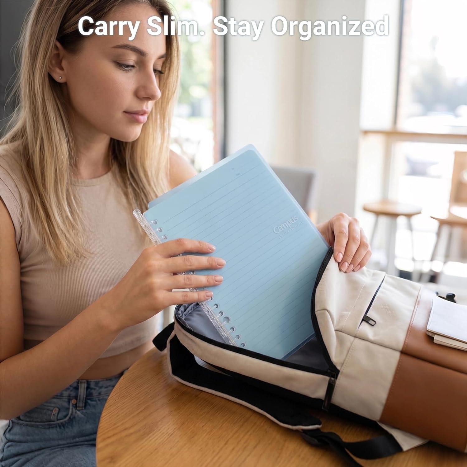 image:imageKokuyo Campus Smart Ring Binders 5 Pack A5 Binder Notebooks in 5 Colors Up to 25 Sheets 20 Holes Slim Binder Folder and 200 Campus Sarasara Looseleaf Paper for Work Study and Journal