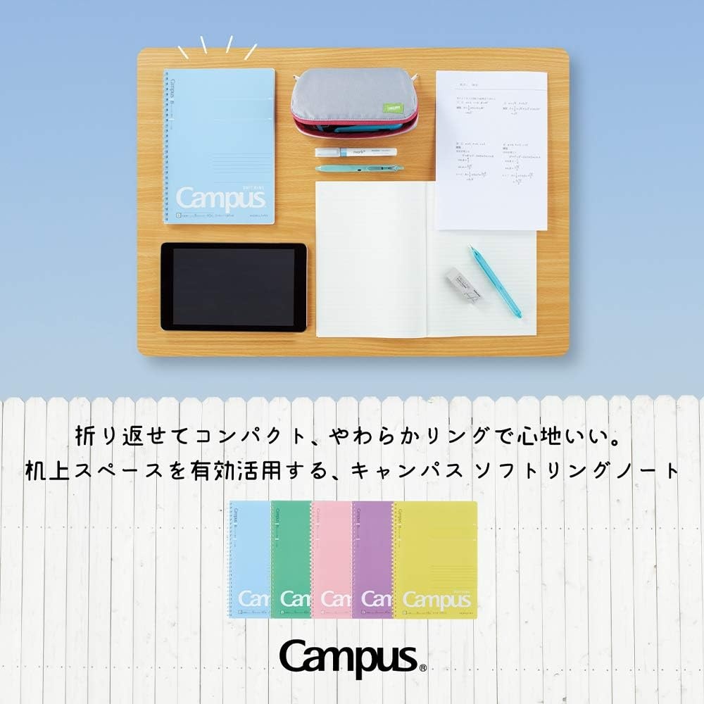 image:imageKokuyo Campus Soft Ring Notebook SemiB5 B 6mm Dot Ruled 34 Lines 40 Sheets Yellow Set of 2 SUS111BTYpurple violet