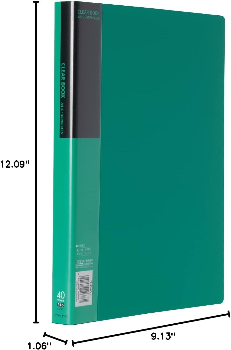 image:imageKokuyo File Clear Book Display Book Presentation Binder with Plastic Sleeves 40Pocket Bound Art Portfolio Folder Sheet Protector for Artwork and Document A4 Yellow Japan Import RAB40YGreen