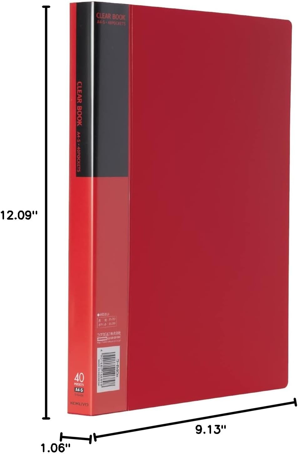 image:imageKokuyo File Clear Book Display Book Presentation Binder with Plastic Sleeves 40Pocket Bound Art Portfolio Folder Sheet Protector for Artwork and Document A4 Yellow Japan Import RAB40YRed