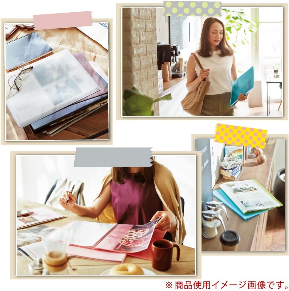 image:imageKokuyo Glassele File Clear Book Display Book Presentation Binder with Plastic Sleeves 20Pocket Bound Sheet Protector A4 5Pack Cool Colors Japan Import 99KRAGL20X52Cool Colors