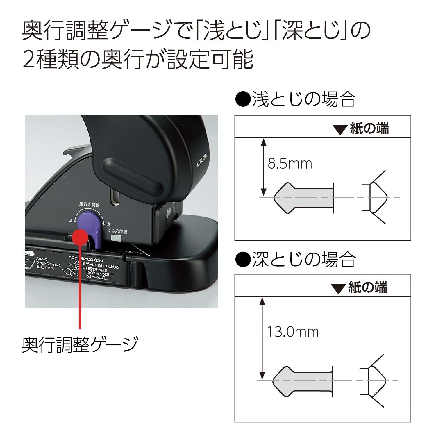 image:imageKokuyo Harinacs Stapleless Stapler Large Desktop Staple Free Stapler 12 Sheet Capacity Black SLNMS112D