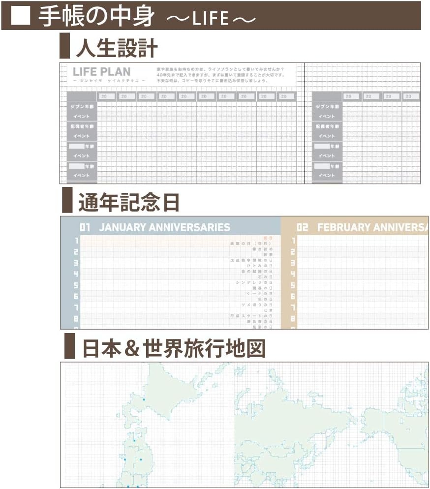image:imageKokuyo JIBUNTECHO Life Log Notebook A5 Slim 83 x 49 40 Sheets MIO Paper Japan Import NIJCL3