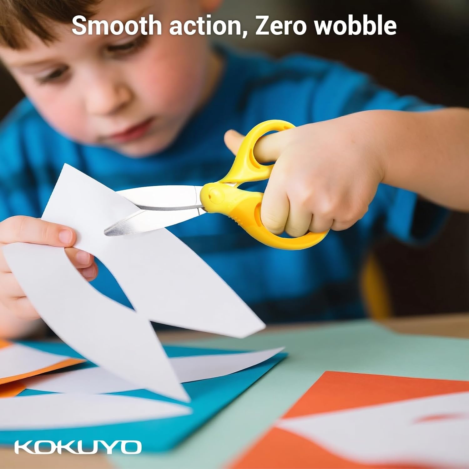 image:imageKokuyo Kids Safety Scissor Ergonomic ChildSafe Crafting Scissor Blunt Tips and Blade Cover Air Cushion Righthanded Childhood Scrapbooking Supplies for Kids Cutter Pink HASAP270PYellow