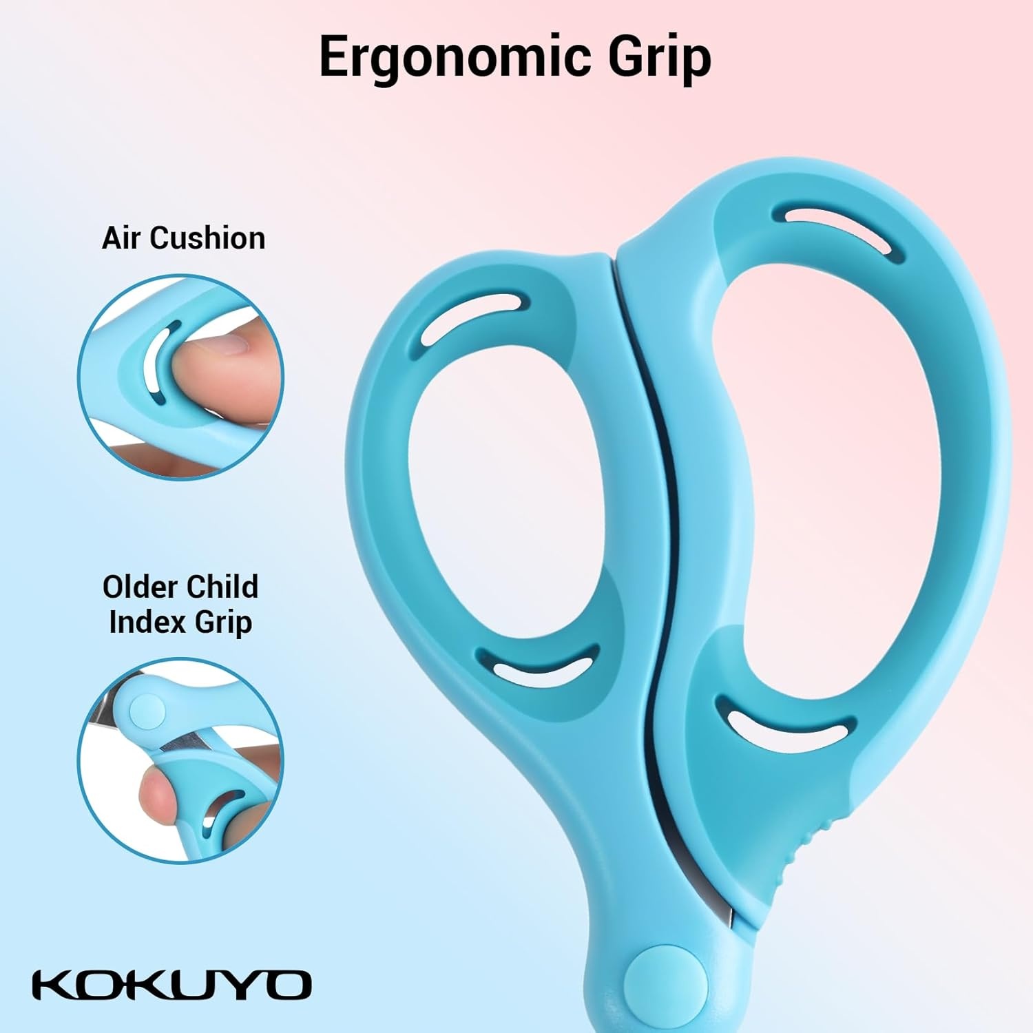 image:imageKokuyo Kids Safety Scissor Ergonomic ChildSafe Crafting Scissor Blunt Tips and Blade Cover Air Cushion Righthanded Childhood Scrapbooking Supplies for Kids Cutter Pink HASAP270PYellow