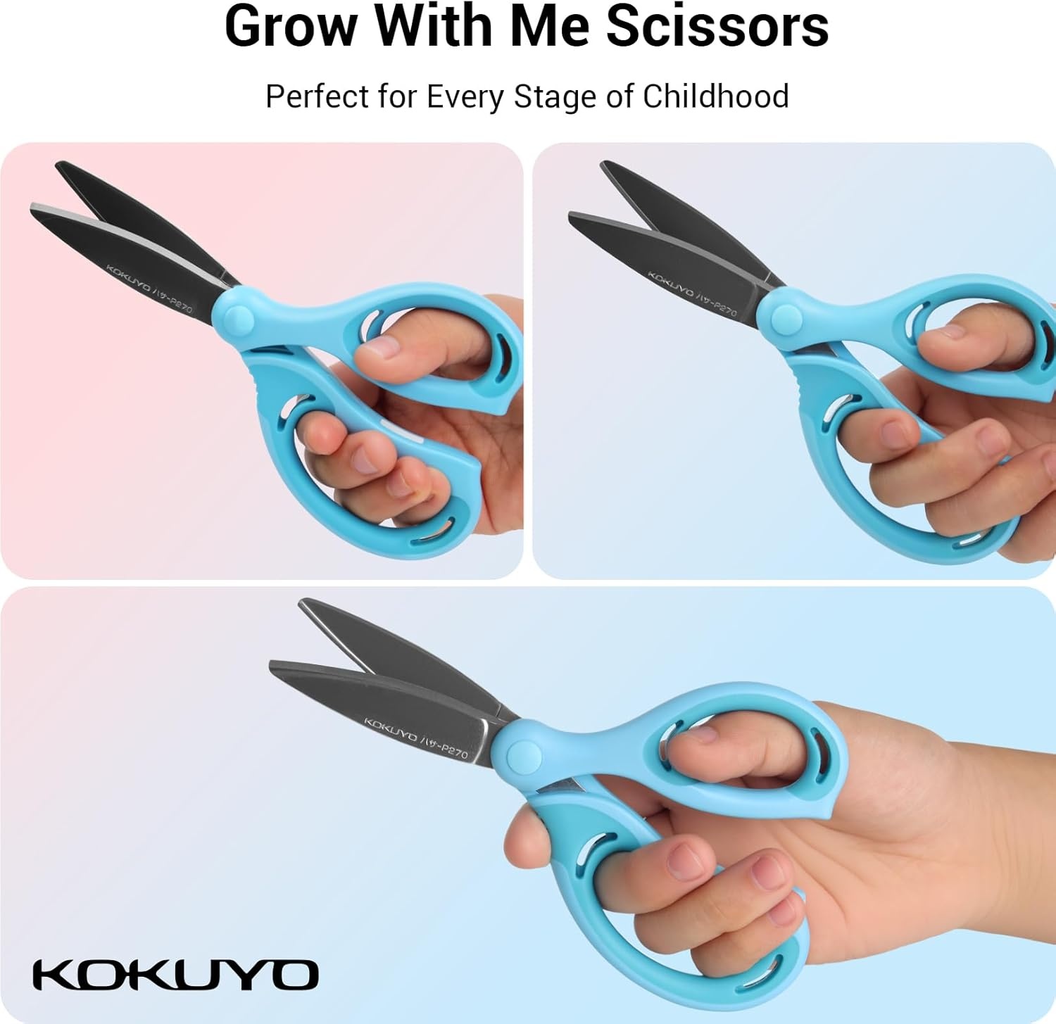 image:imageKokuyo Kids Safety Scissor Ergonomic ChildSafe Crafting Scissor Blunt Tips and Blade Cover Air Cushion Righthanded Childhood Scrapbooking Supplies for Kids Cutter Pink HASAP270PPink