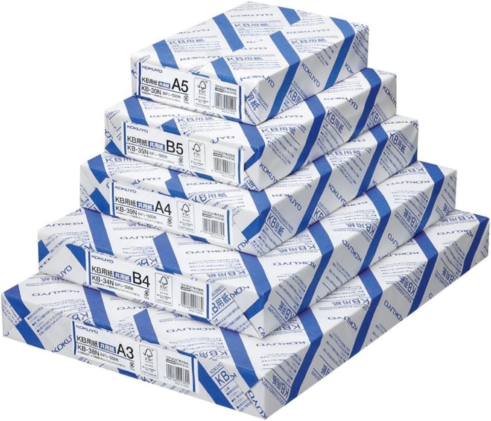 image:imageKokuyo Letter Size 85 x 11 inches KB Paper 1 Ream 500 Sheets 80 Bright White Copy Printer Paper in OfficeSchoolHome 17 lb64gsm Perfect for Printing FSC Certified KBL31TNB4 98 x 139 in