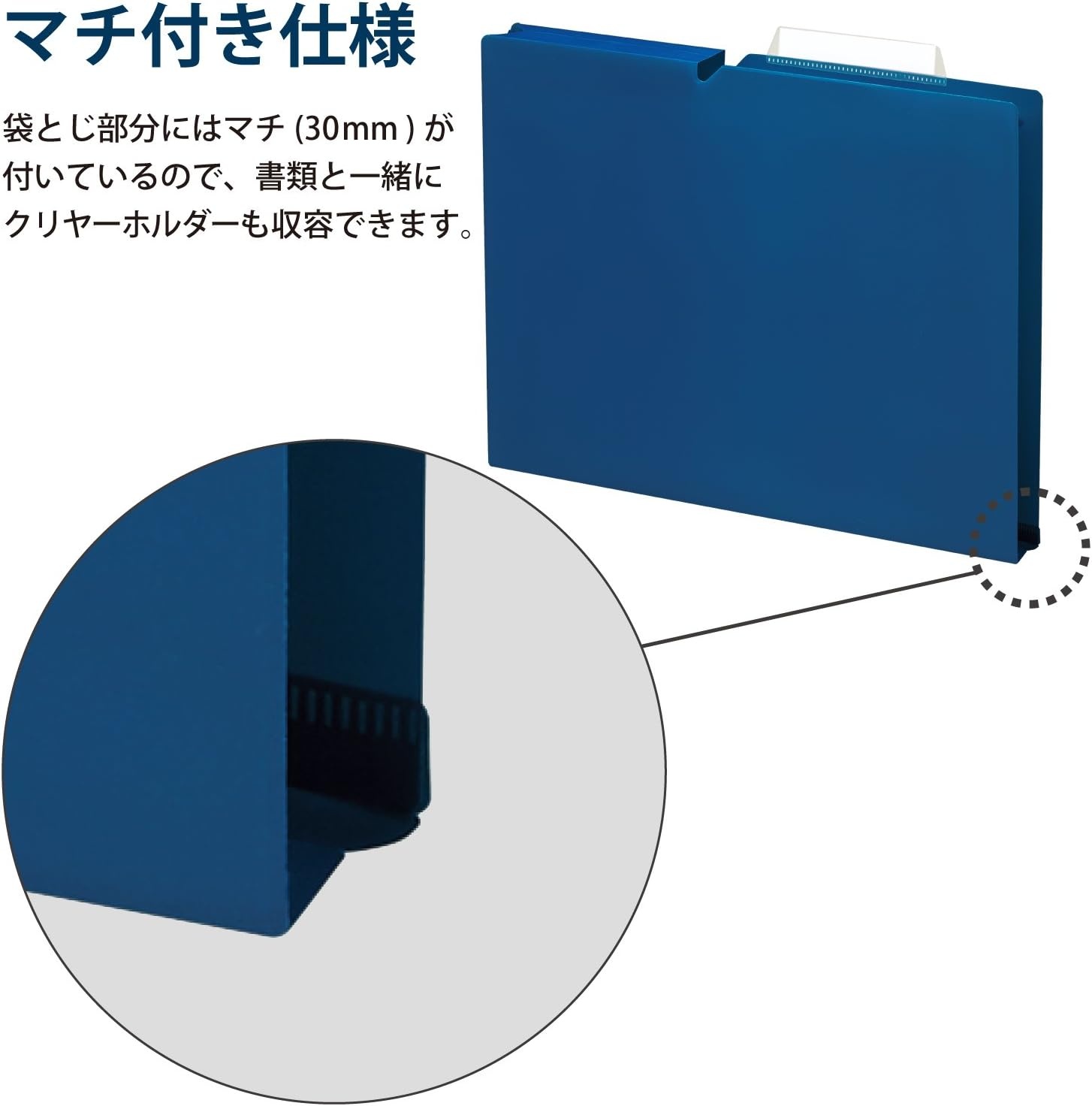 image:imageKokuyo NEOS A4 File Folders 12 Inches 30 mm Depth 3 Side Binding PP Type with A Customizable Tab 10 Pack of Navy Japan Import A4PNEF30DBX10Navy