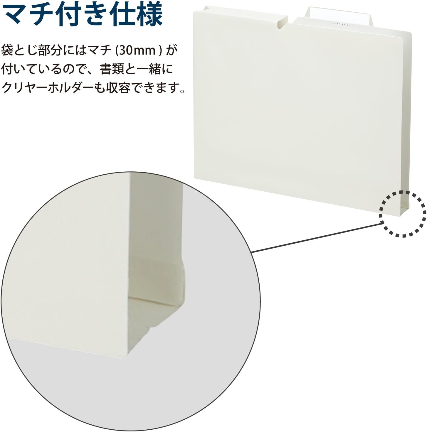 image:imageKokuyo NEOS A4 File Folders 12 Inches 30 mm Depth 3 Side Binding PP Type with A Customizable Tab 10 Pack of Navy Japan Import A4PNEF30DBX10Off White