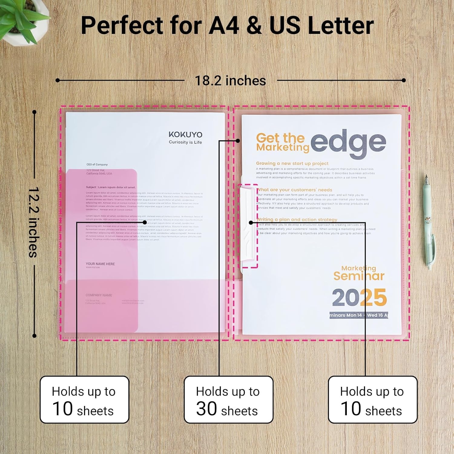 image:imageKokuyo Portfolio Folder with Pockets Folder for Paper Organization Heavy Duty Pocket Fits US Letter amp A4DualPurpose Clip amp Pocket Design FUCE755MGray