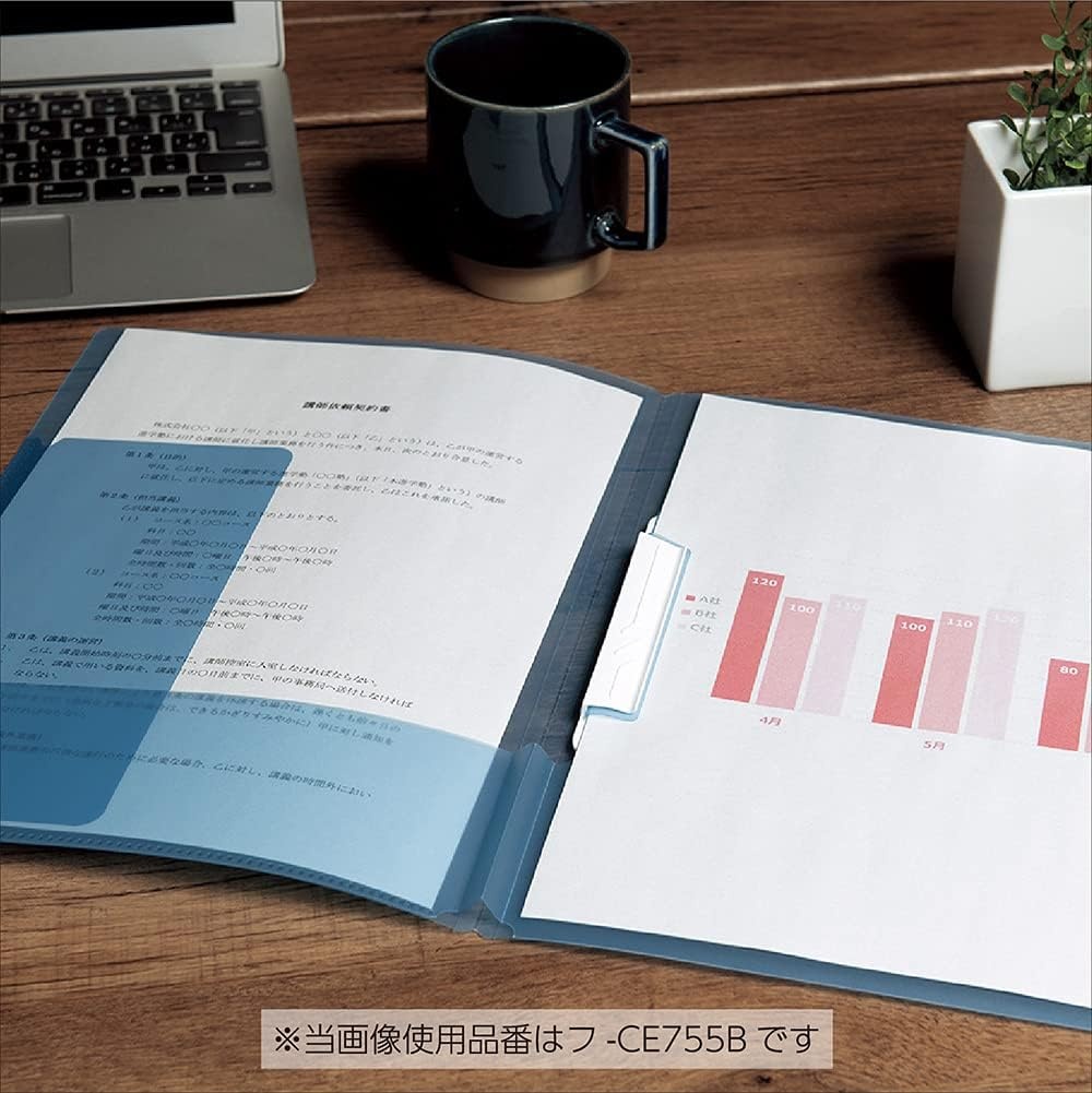 image:imageKokuyo Portfolio Folder with Pockets Folder for Paper Organization Heavy Duty Pocket Fits US Letter amp A4DualPurpose Clip amp Pocket Design FUCE755MLight Blue