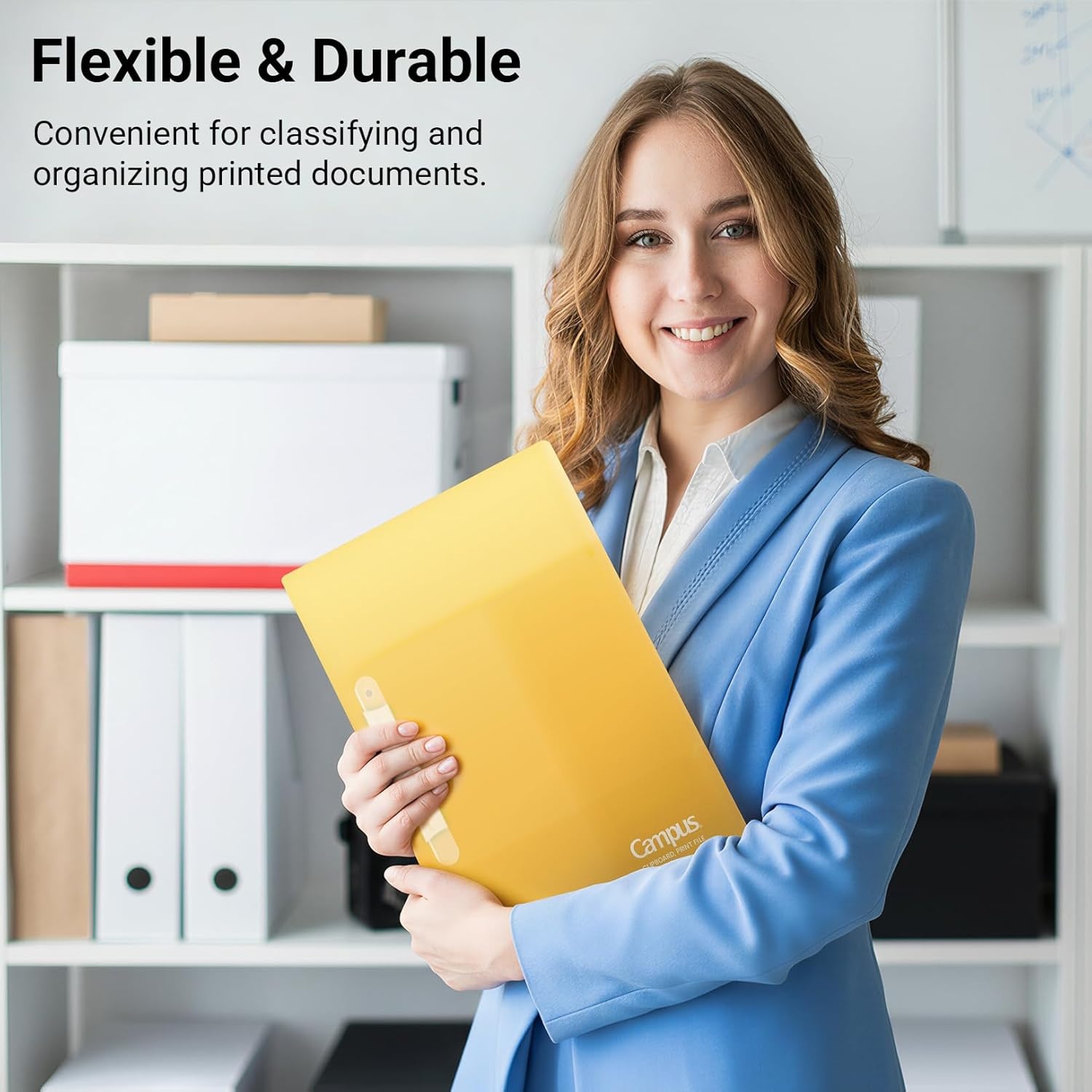 image:imageKokuyo Portfolio Folder with Pockets Folder for Paper Organization Heavy Duty Pocket Fits US Letter amp A4DualPurpose Clip amp Pocket Design FUCE755MLight Blue