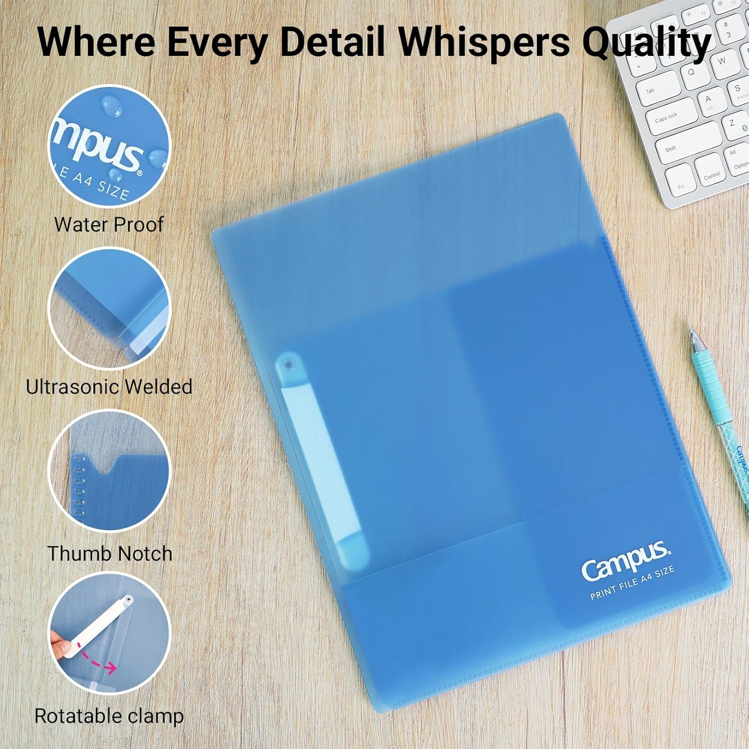 image:imageKokuyo Portfolio Folder with Pockets Folder for Paper Organization Heavy Duty Pocket Fits US Letter amp A4DualPurpose Clip amp Pocket Design FUCE755MLight Blue
