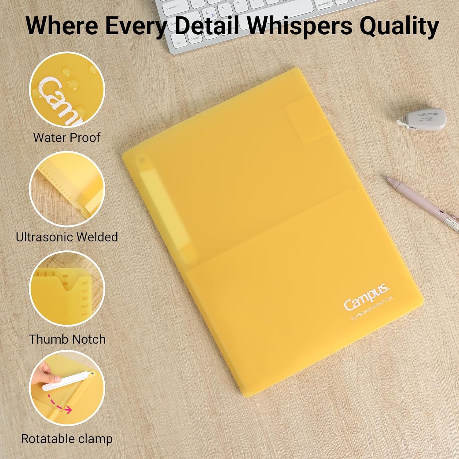 image:imageKokuyo Portfolio Folder with Pockets Folder for Paper OrganizationHeavy Duty Pocket Folder Fits US Letter amp A4Flip amp Write SurfaceDualPurpose Clip amp Pocket DesignFUCEH755MYellow