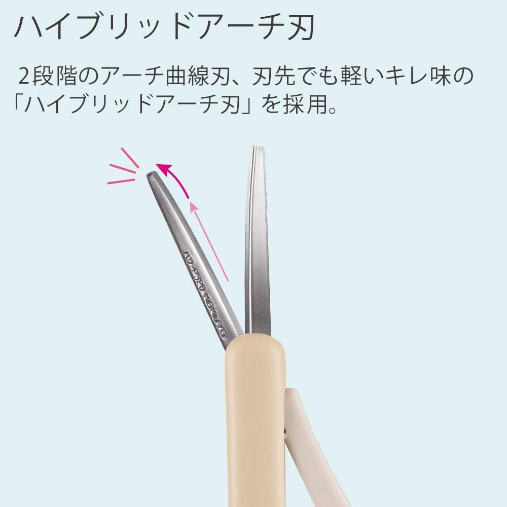 image:imageKokuyo Saxa Poche Portable Scissors Twiggy Scissors 3D Glueless Stainless Steel Blade Penshaped Design Slide Mechanism White Japan Import HASAP320WBeige