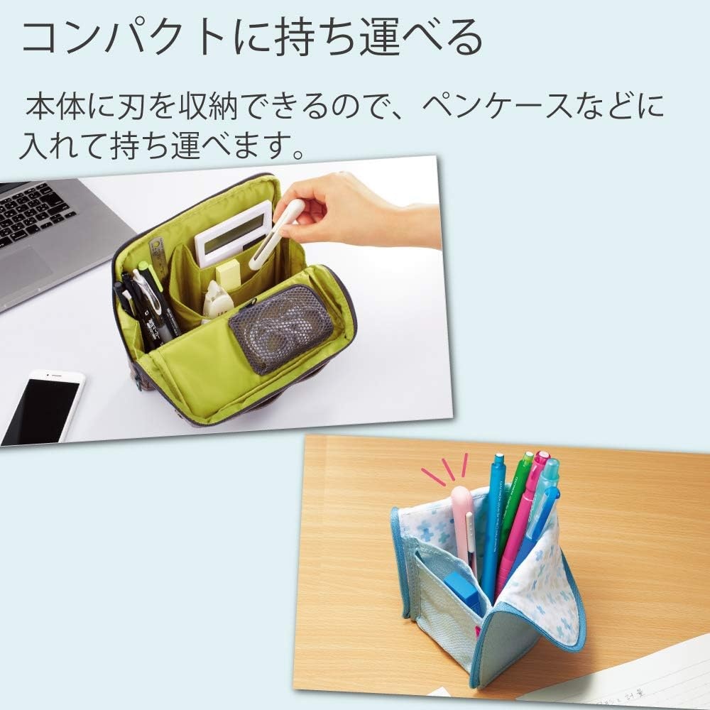 image:imageKokuyo Saxa Poche Portable Scissors Twiggy Scissors 3D Glueless Stainless Steel Blade Penshaped Design Slide Mechanism White Japan Import HASAP320WBlue